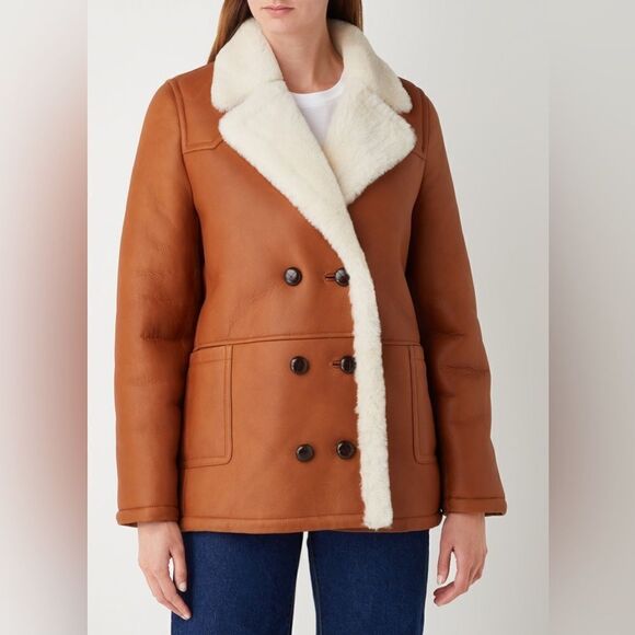 Mango Genuine Leather Shearling Lined Jacket - Picture 16 of 17